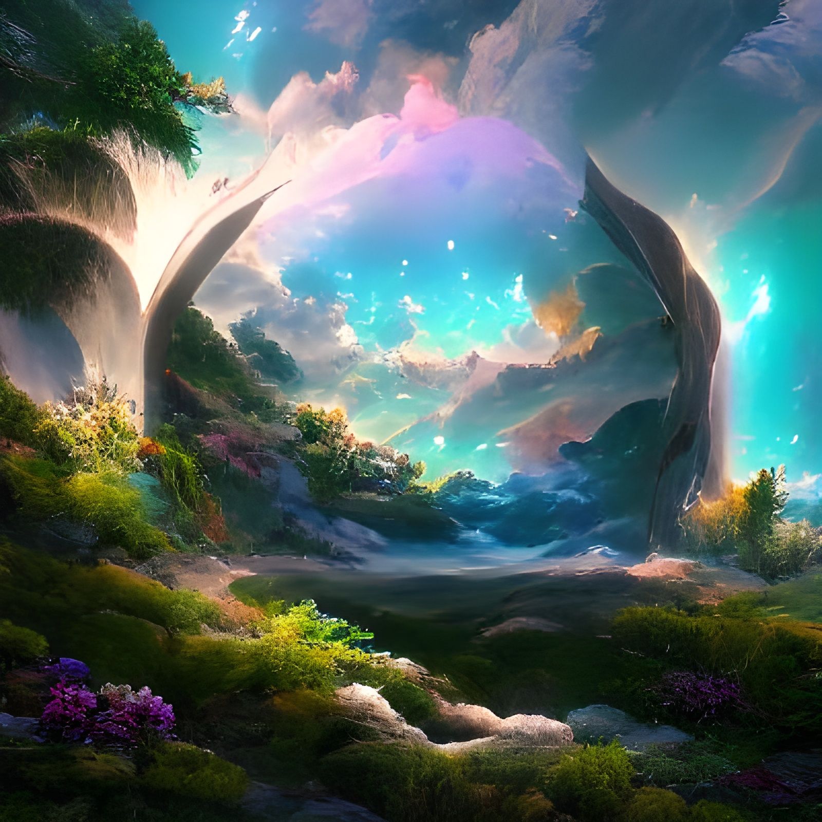 Heavenly Fractal Ice Crystals in Sci-Fi Fantasy Style