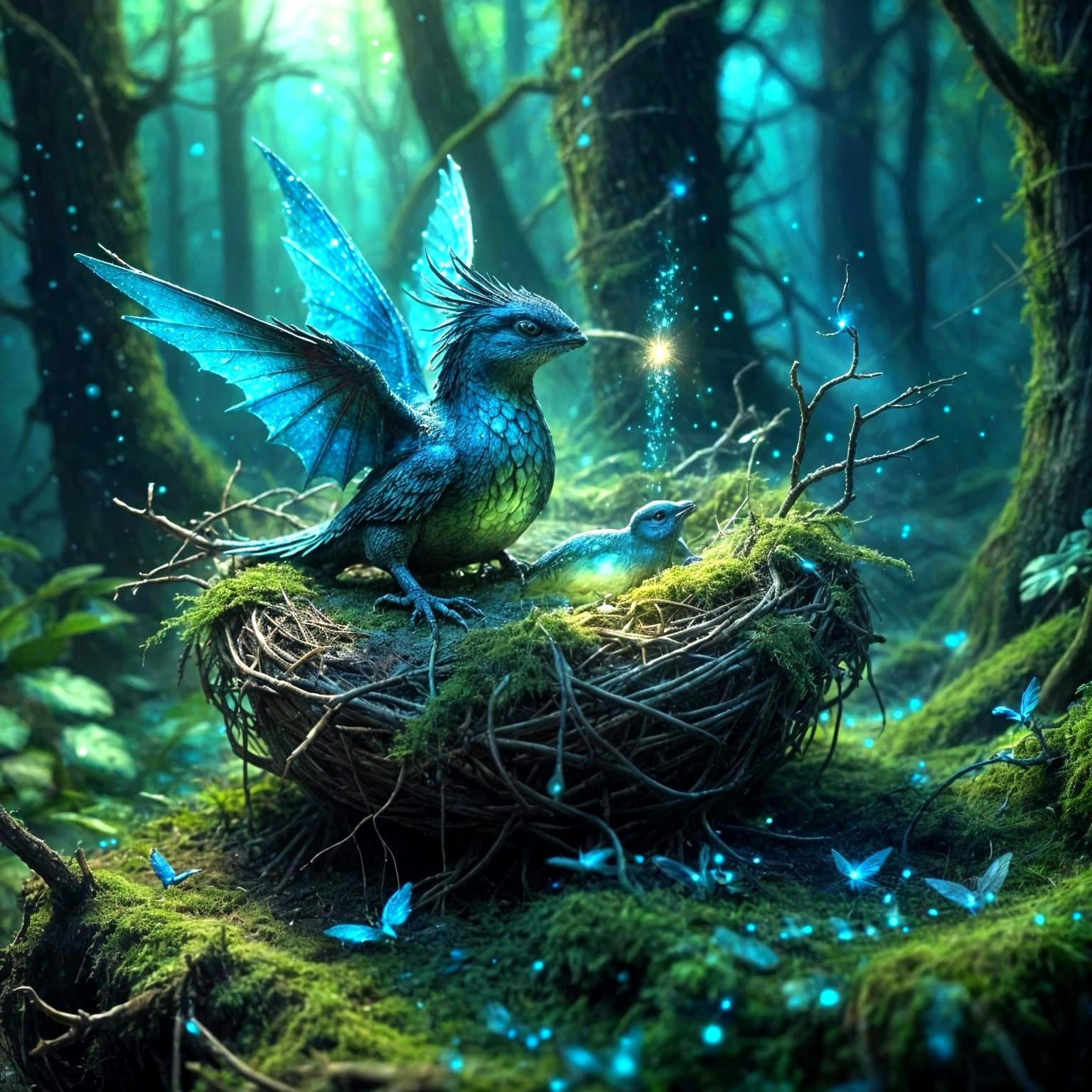 Magical Fairy Dragon Nest in Ethereal Forest