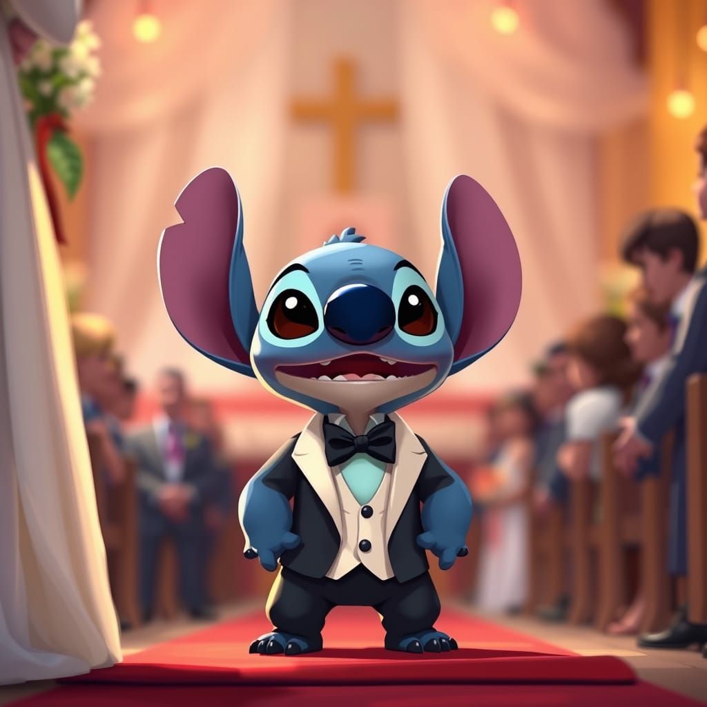 Stitch in Tuxedo at Wedding Altar