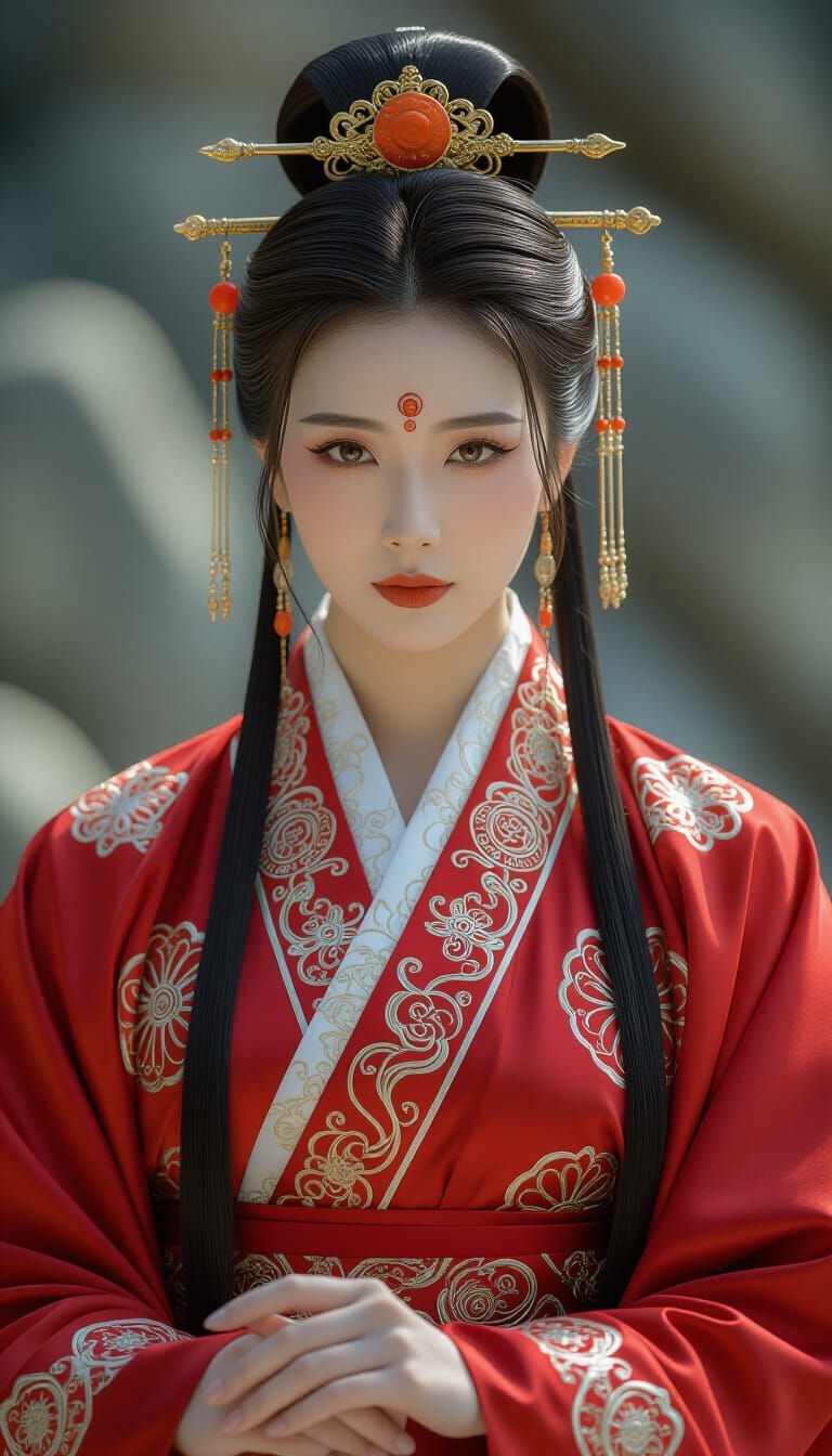 Chinese Zodiac Snake Cleric in Red Robe