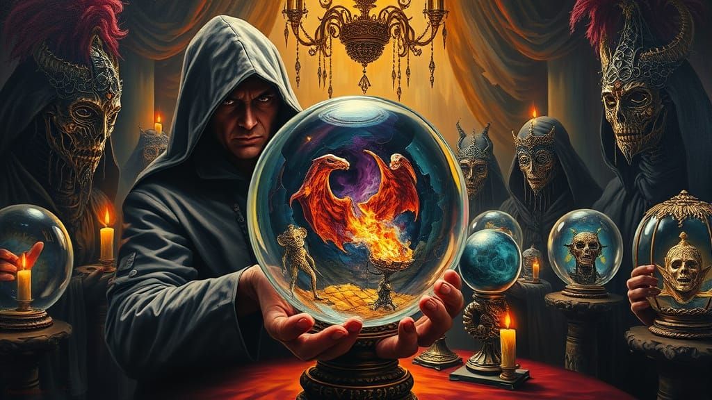 Dream Auction in Dark Surrealist Oil Painting