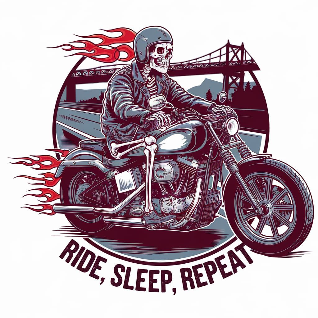 Skeleton Rider Vector Design on Highway