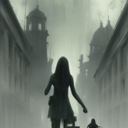 Horror Image of an Insane Stalker Woman