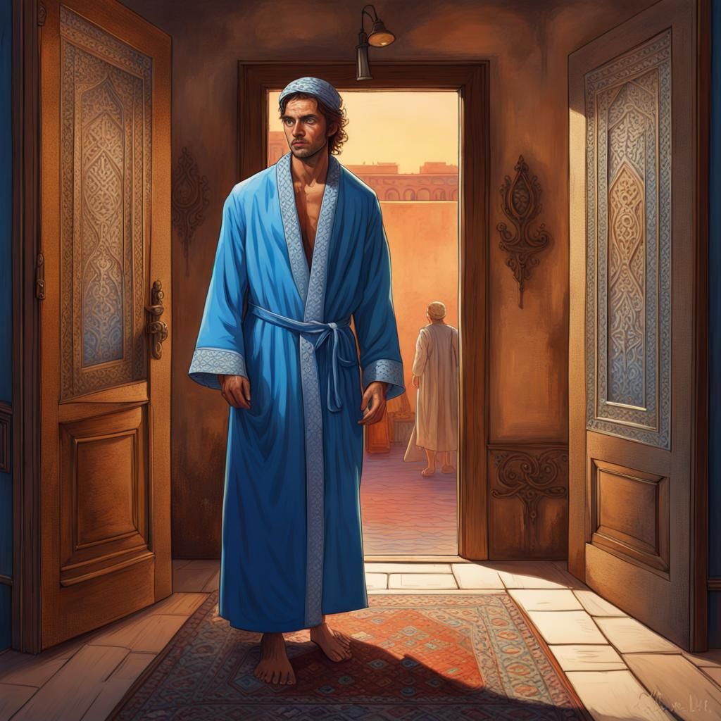 Arab Man in 19th Century Gown: Hyperrealistic Art