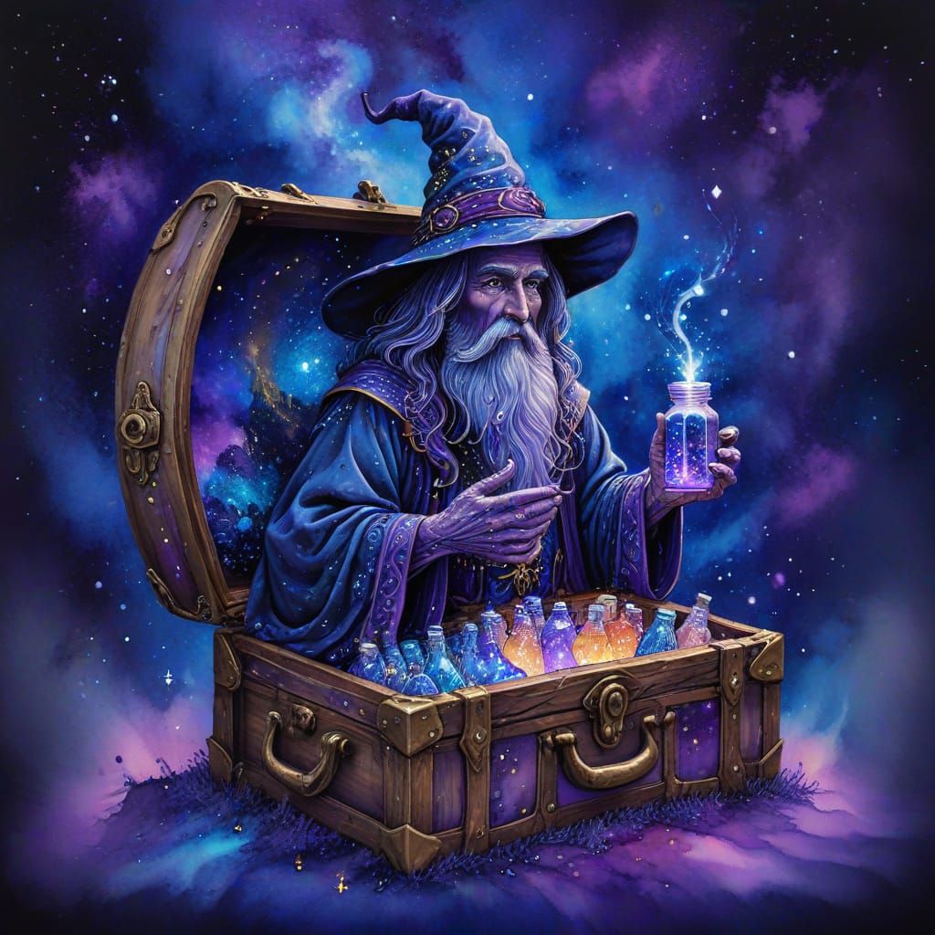 Enchanted Wizard Unfolds from Majestic Trunk