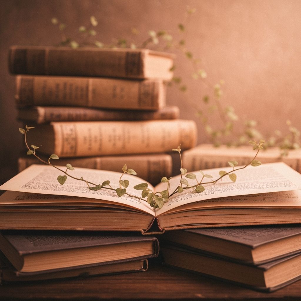 Nature and Literature Fusion in Soft Warm Tones