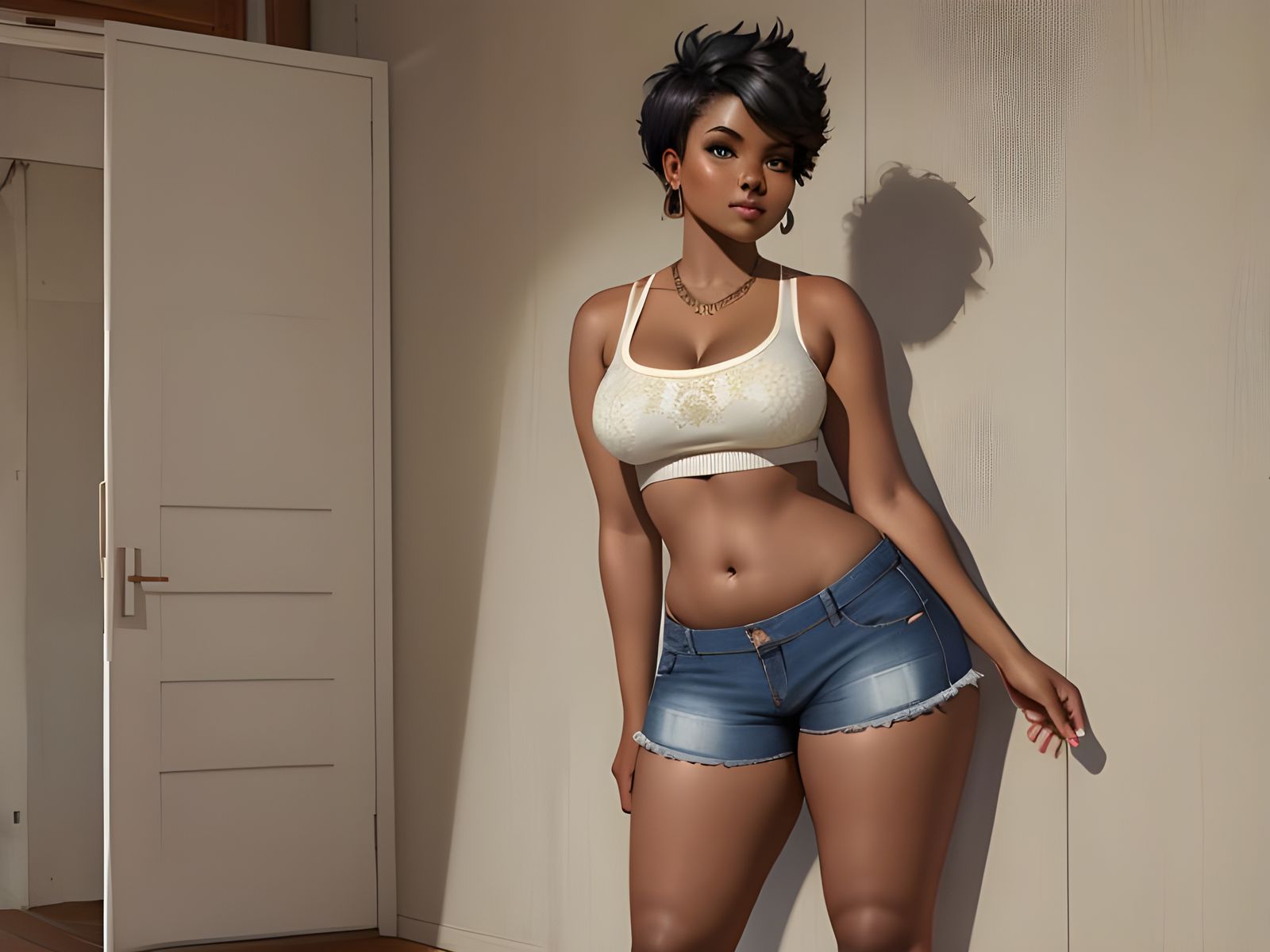 Sultry Black Beauty in Summer Attire