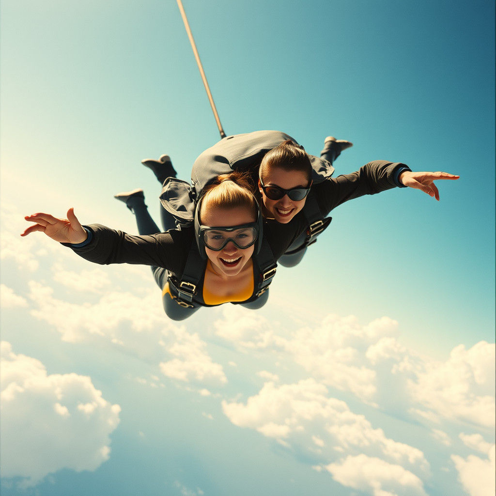 Skydivers in Freefall: A Cinematic Still