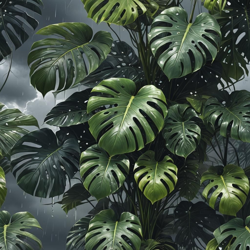 Monstera Deliciosa in Anime-Inspired 3D Art
