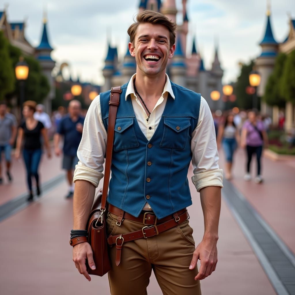 Disneybounding Flynn Rider at Disney World in Candid Photo