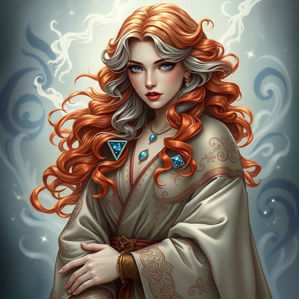 Enchantress in Opulent Silken Robes