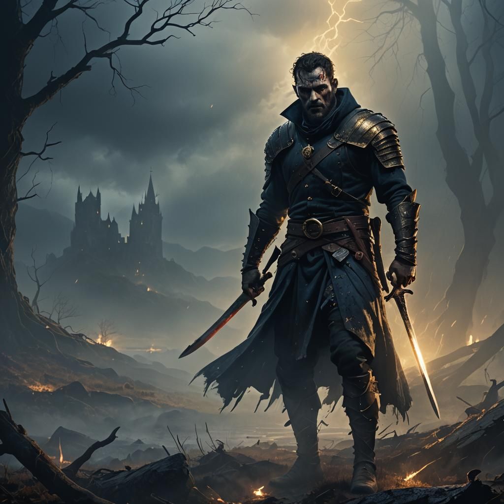 Macbeth's Torment in Misty Scottish Dark Fantasy Art