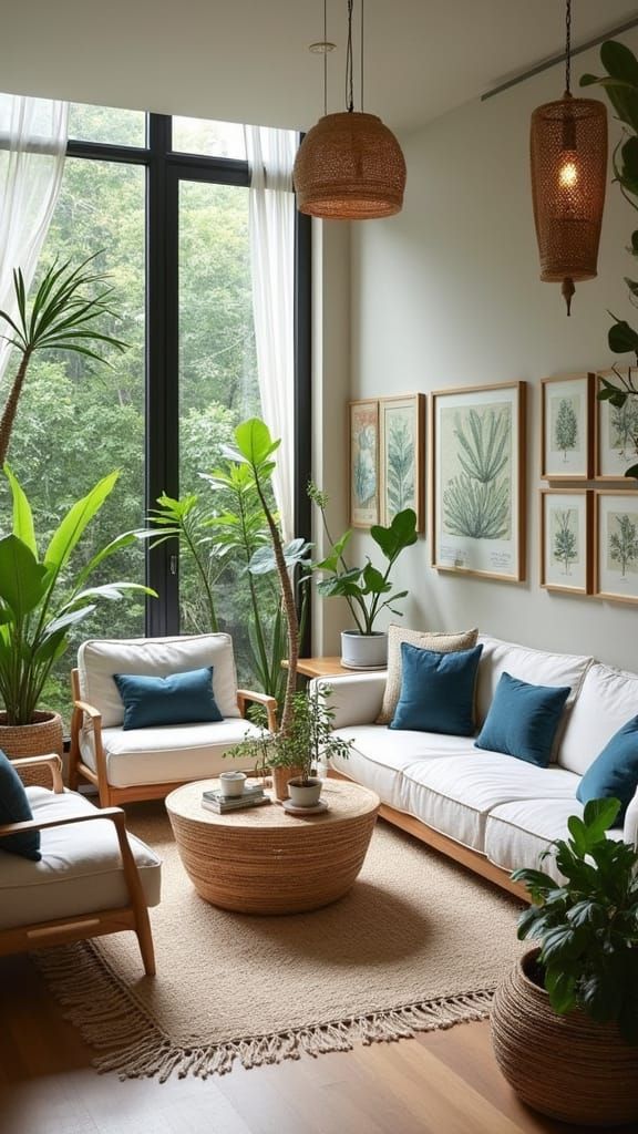 Elegant Bohemian Oasis in Modern Living Room