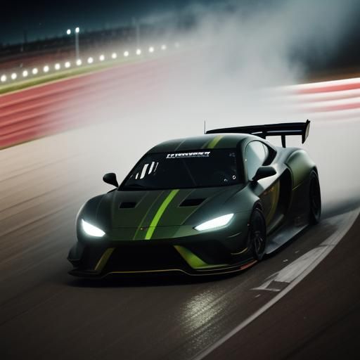 Car Drifting on Racetrack in Cinematic Style