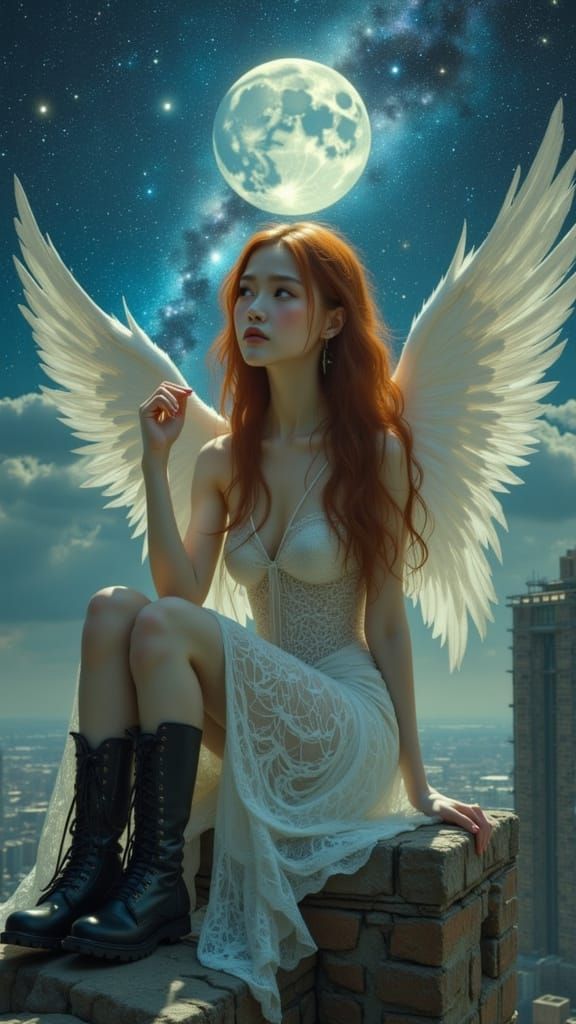 Surreal Art Nouveau Angel Longs for Utopia in Dystopian City
