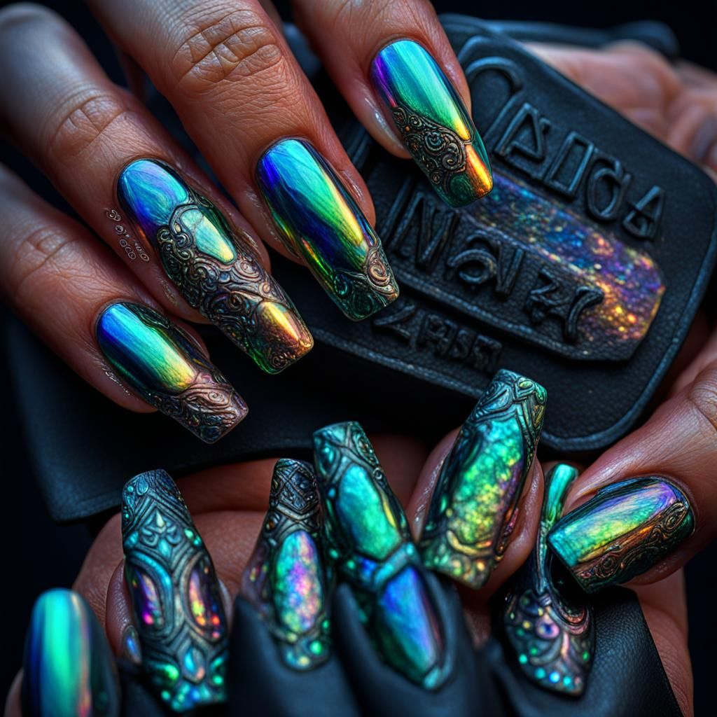 Iridescent Nails in Hyperrealistic Style