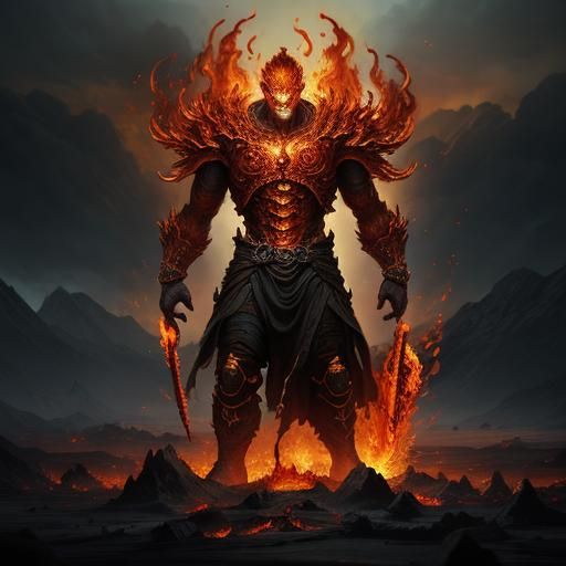 Fiery Fire Elemental in Digital Matte Painting