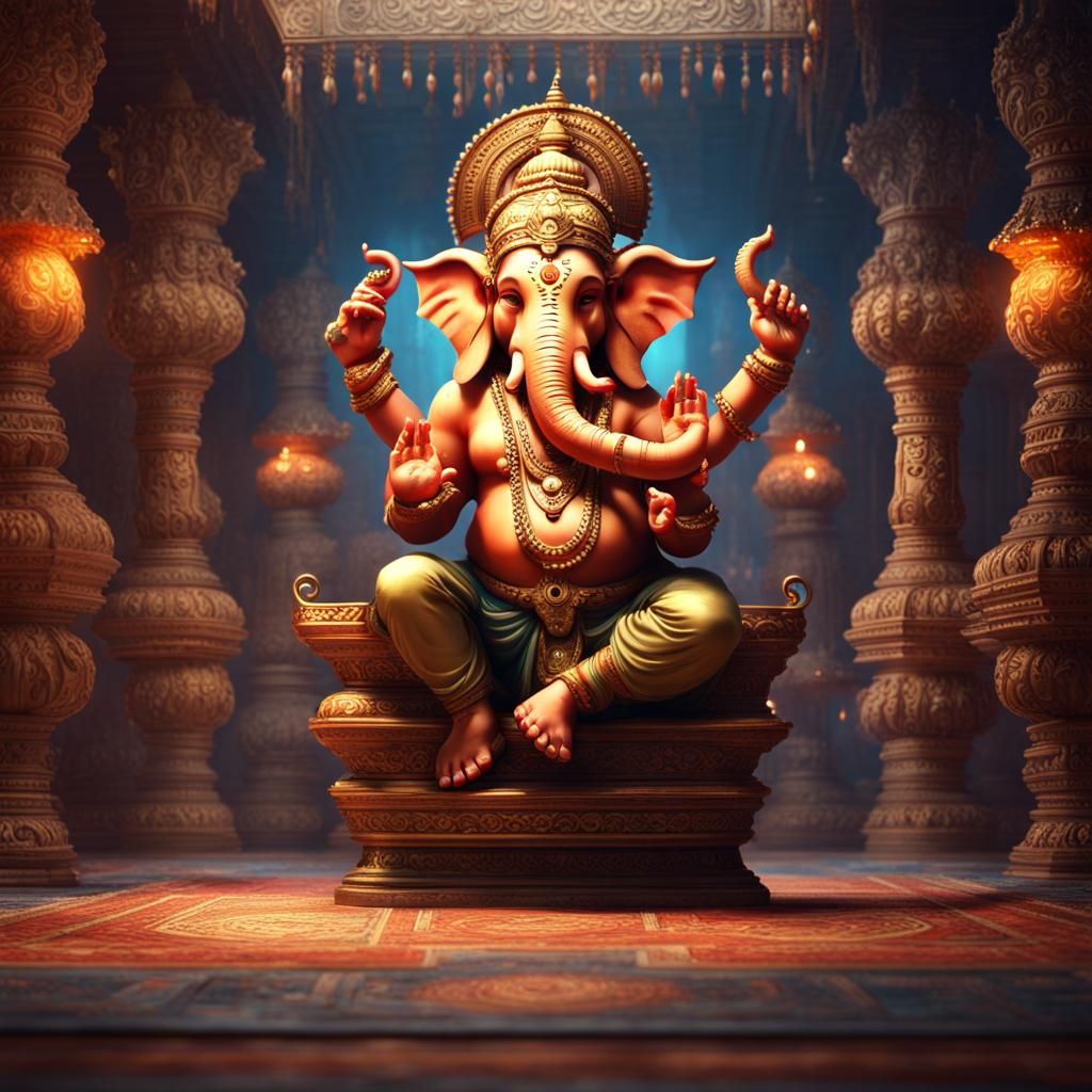 Ganesha Dancing: A Detailed Matte Painting