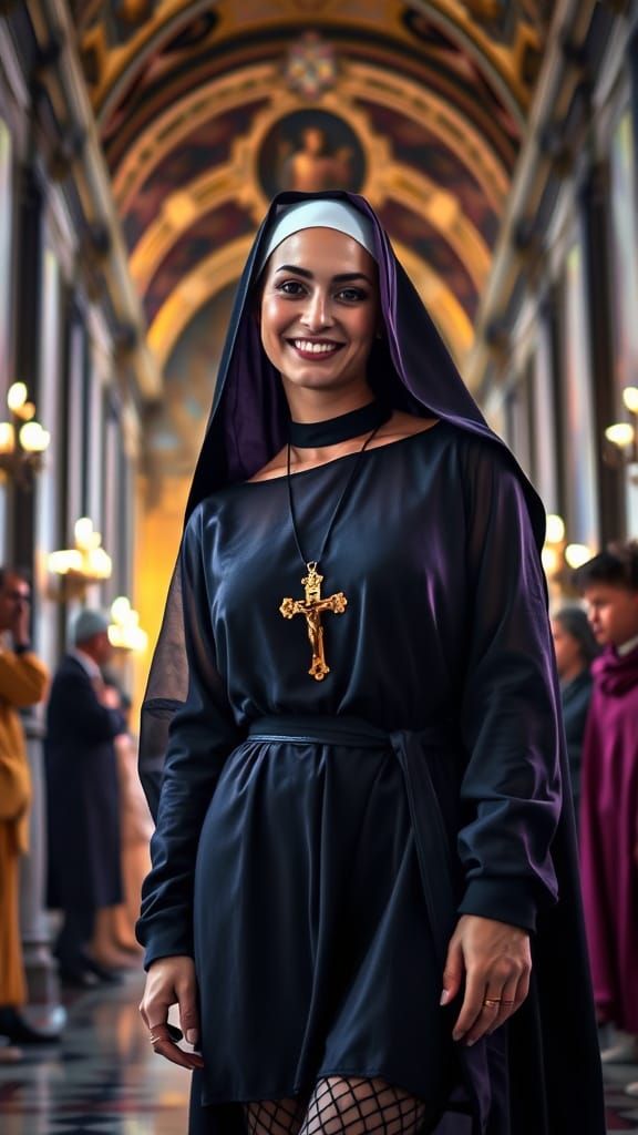 Nun in Sistine Chapel, Caravaggio-Inspired