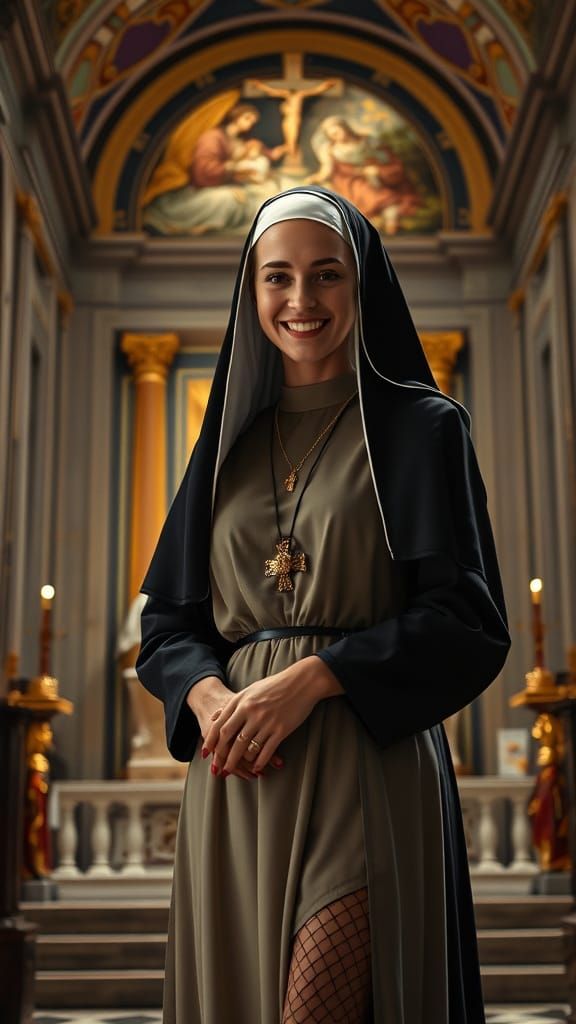 Nun at Sistine Chapel in Baroque Style