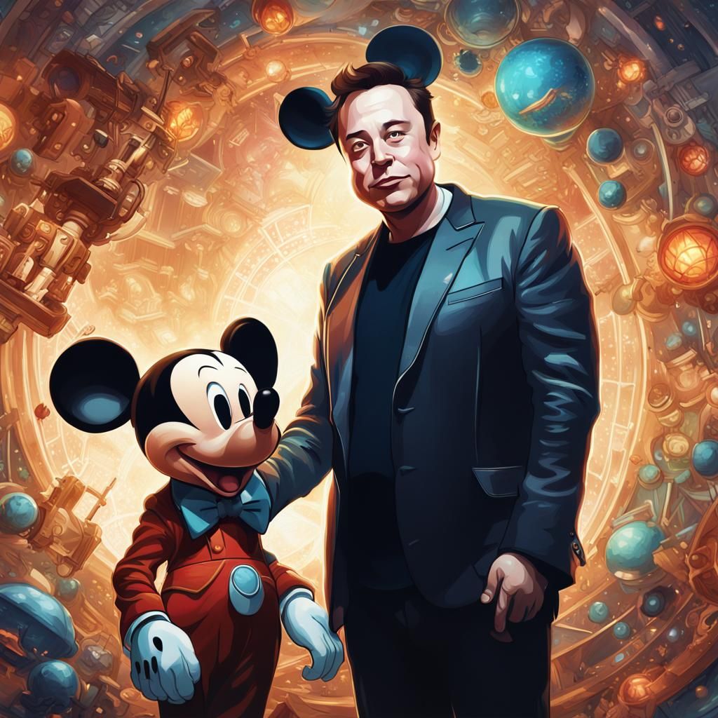 Elon Musk and Mickey Mouse Portrait
