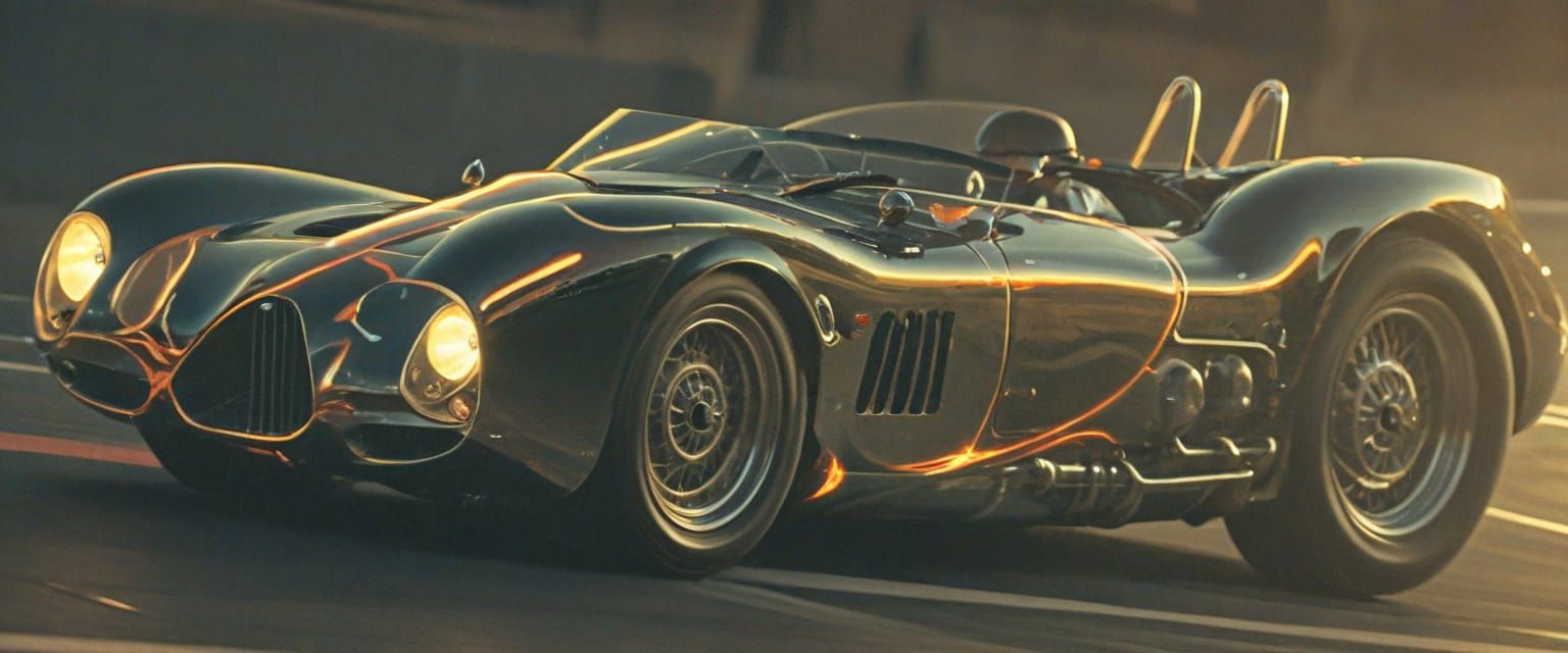 Elegant Art Deco Maserati Speedster on Retro Track
