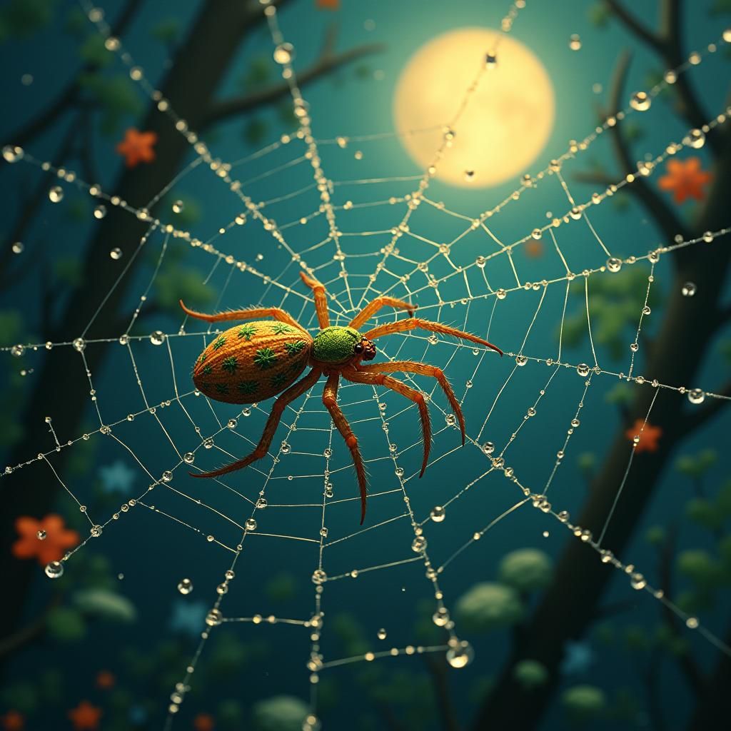 Enchanted Spider Web in Mystical Forest
