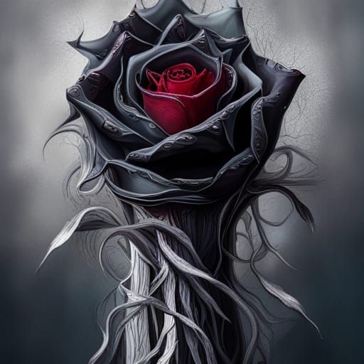 Gothic Rose in Deathly Fingers: Hyperrealistic Concept Art