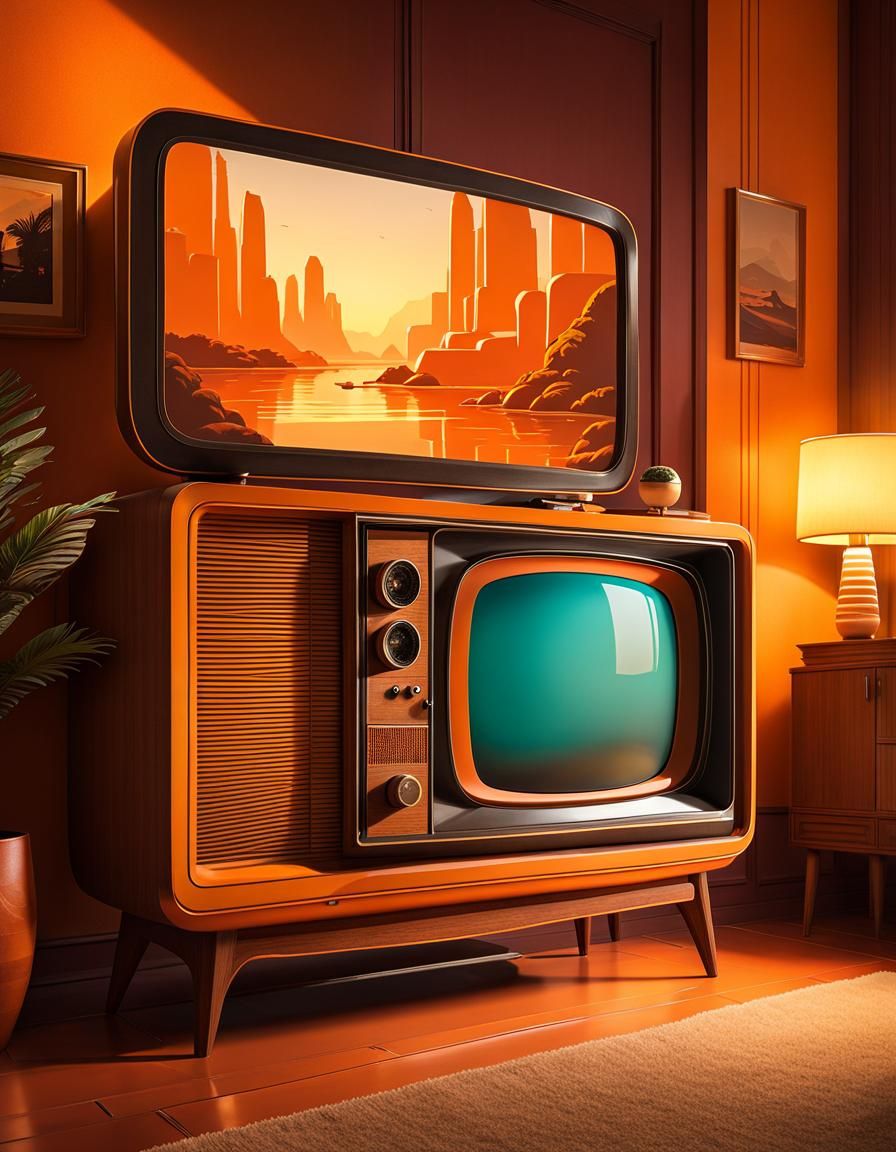 Vintage Television in Nostalgic 1950s Living Room