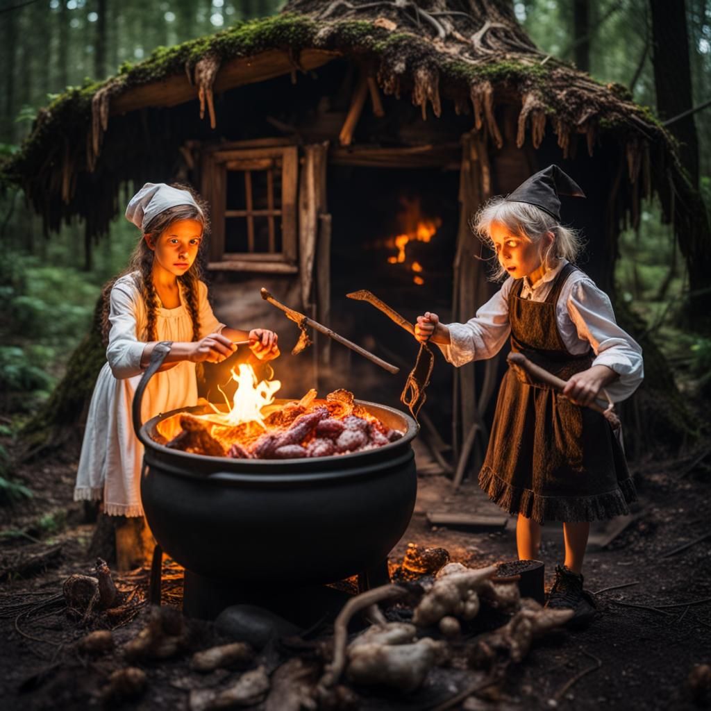 Hansel and Gretel Cook Baba Yaga: Fairytale Photography