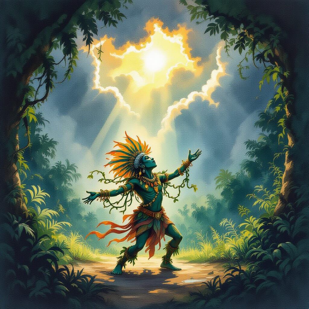 Mandrake Rain Dance in Bioluminescent Jungle