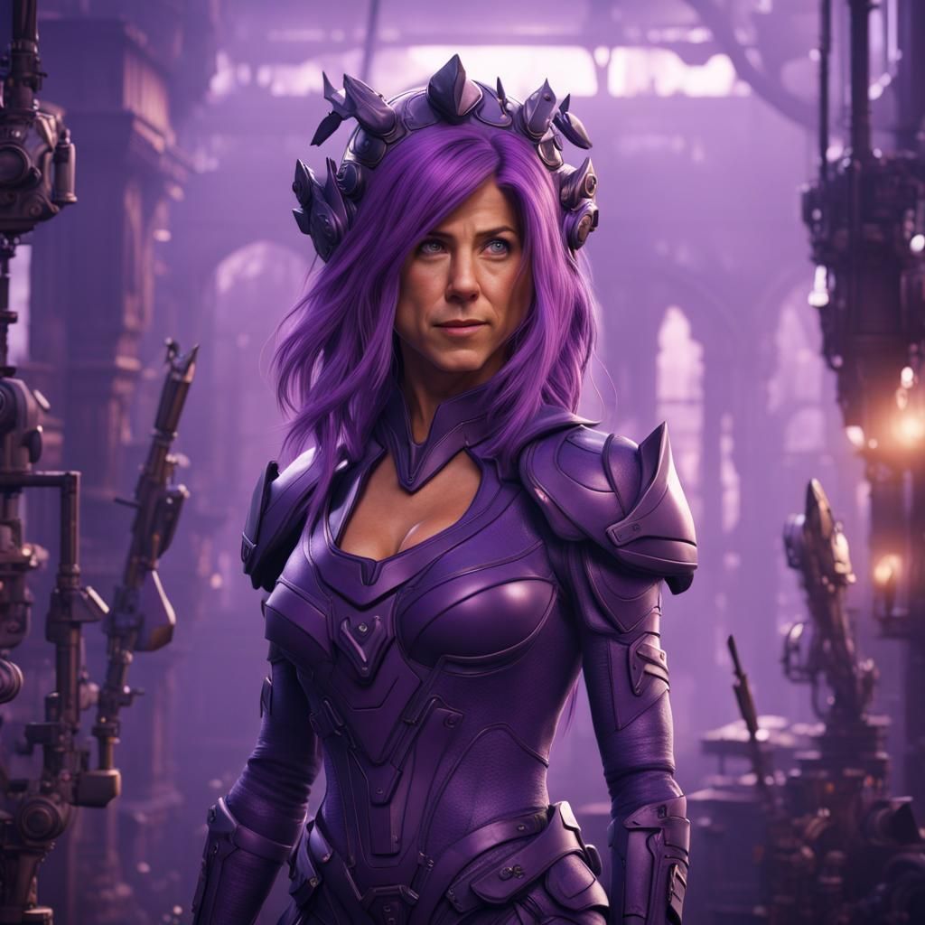 Purple Enemy Woman: Detailed Matte Painting