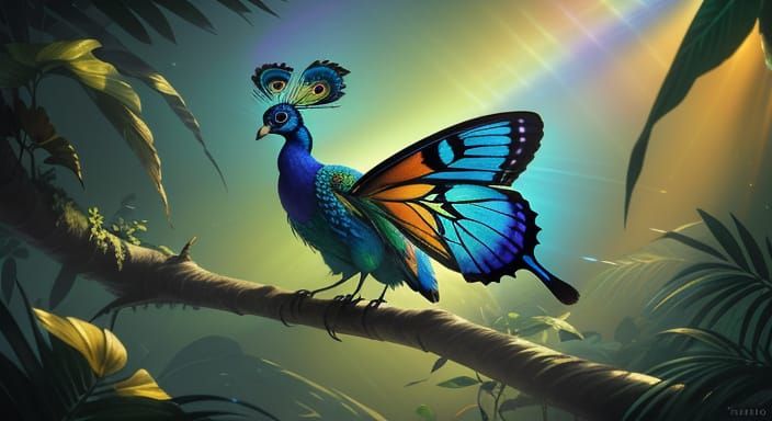 Peacock-Fox-Butterfly Hybrid in Alien Jungle