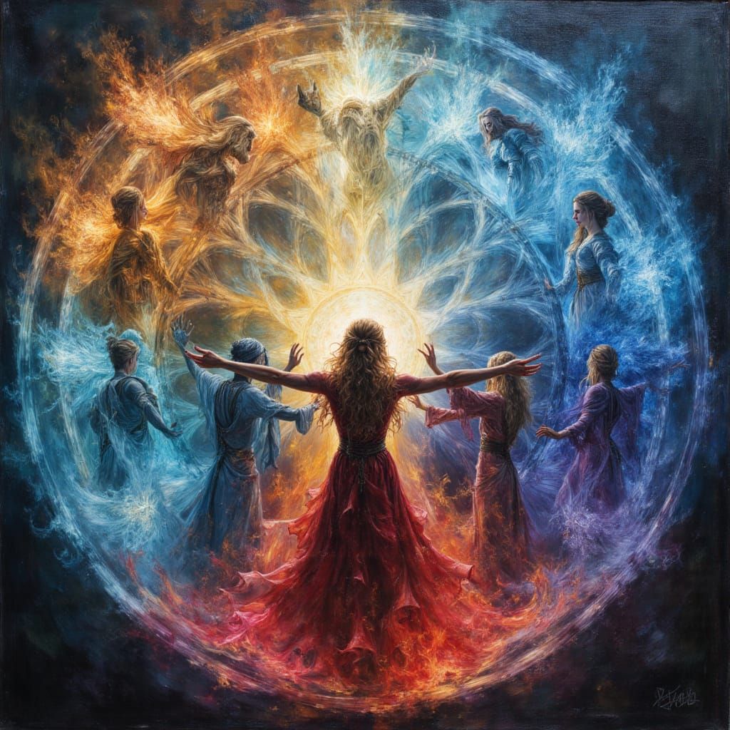 Kaleidoscope of Spectral Sorceresses in Ethereal Fantasy Sty...