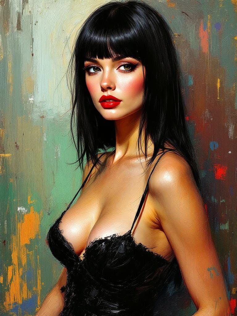 Pin-Up Woman in Abstract Expressionist Style