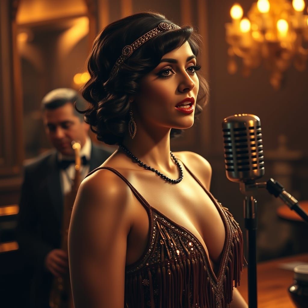 1920s Singer in a Smoky Speakeasy