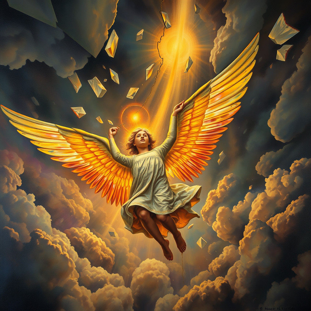 Angel Falls from Sky in a Vibrant Surrealist Painting