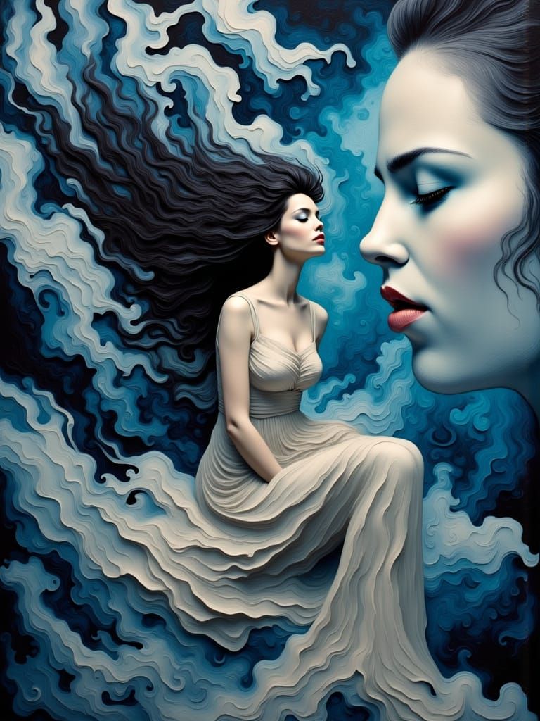 Woman's Intense Longing in Surrealist Style