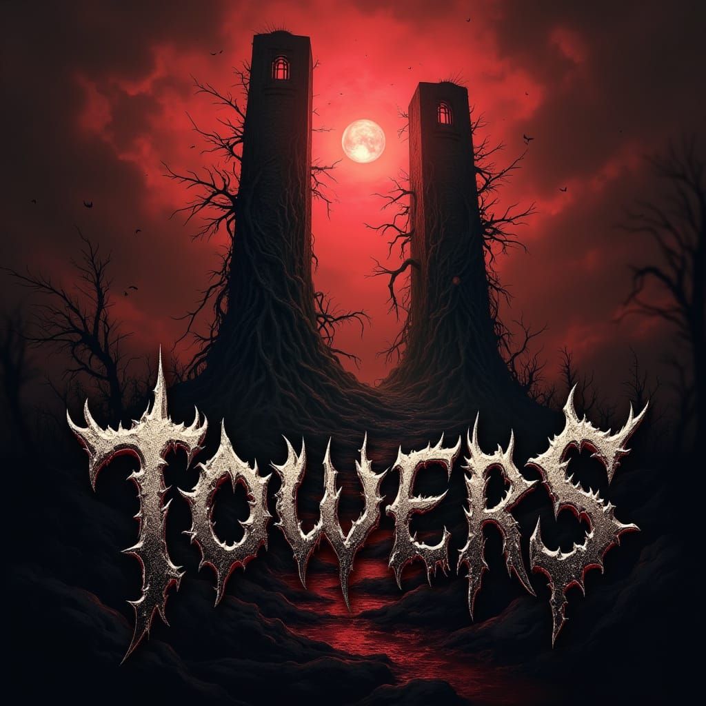 Towers Doom Metal Band Logo in Dark, Ominous Style
