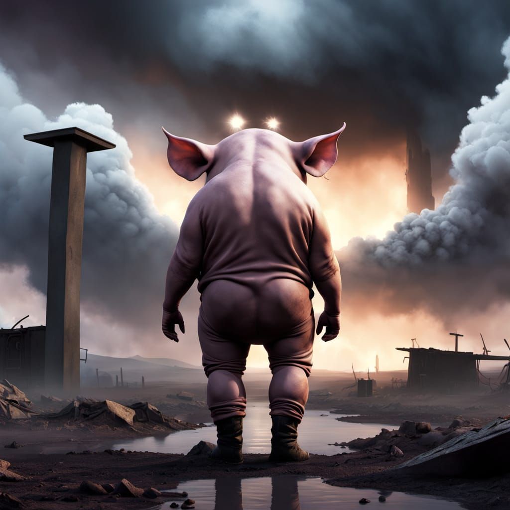 Post-Apocalyptic Pig in Digital Matte Painting
