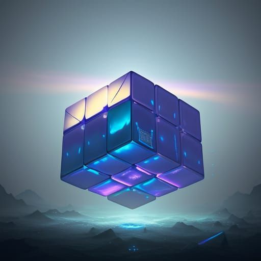 Glowing Cubes in Ethereal Mist