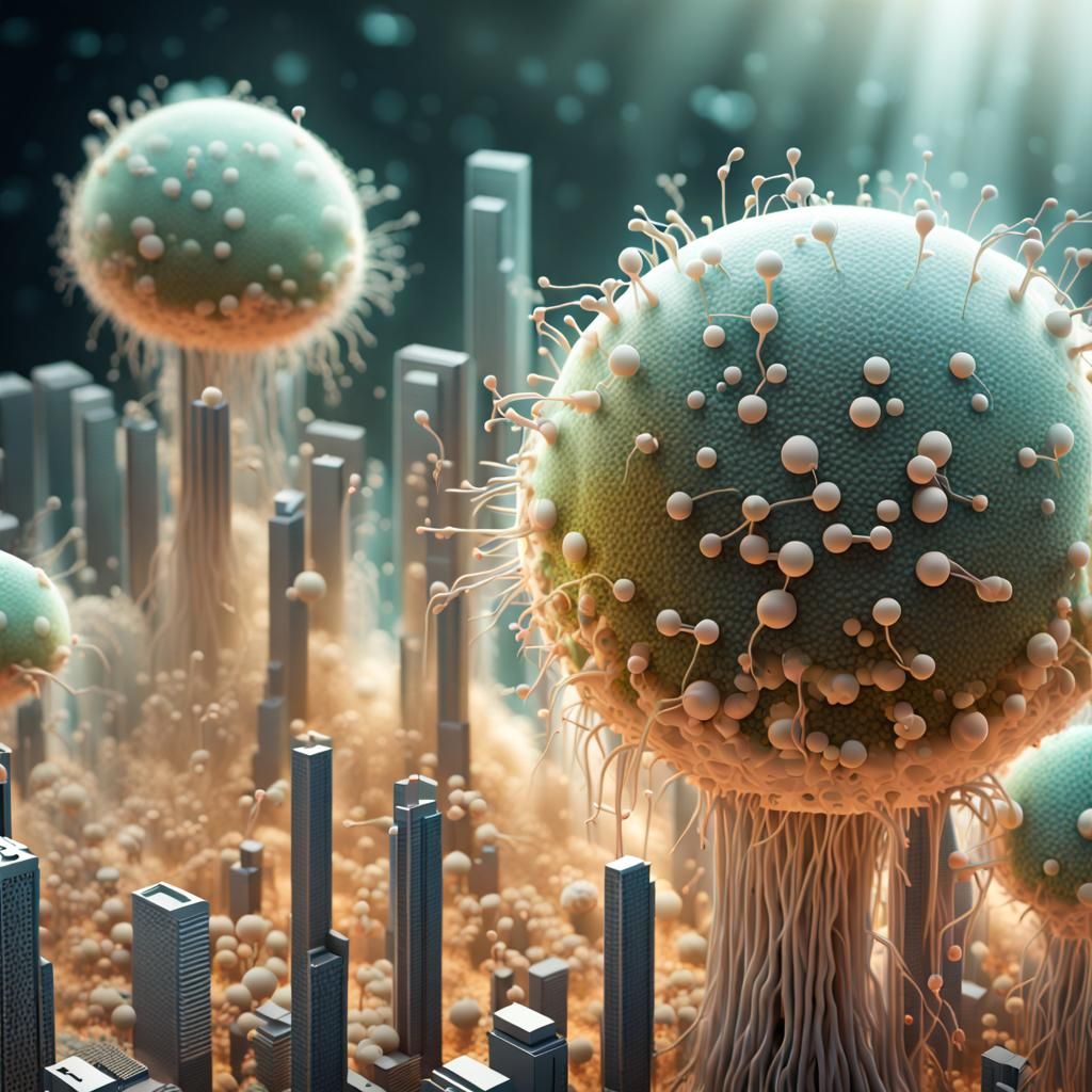 Nano-Tech City Inside a Bacterium in 12K