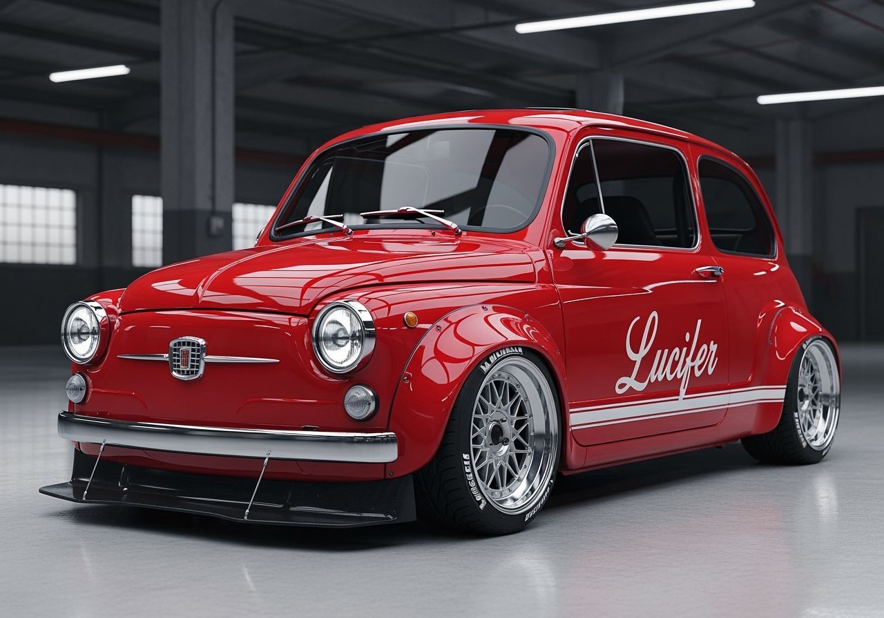 Fiat 600 Restomod in Cyberpunk Style 3D Render