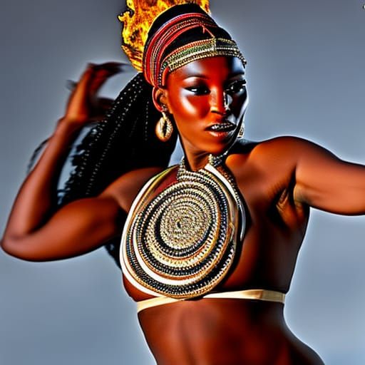 African Tribal Dancer in Hyperrealistic Photographic Style
