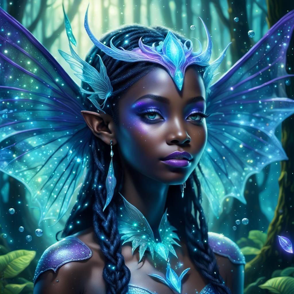 African Elf Sea Princess in Fantasy Forest