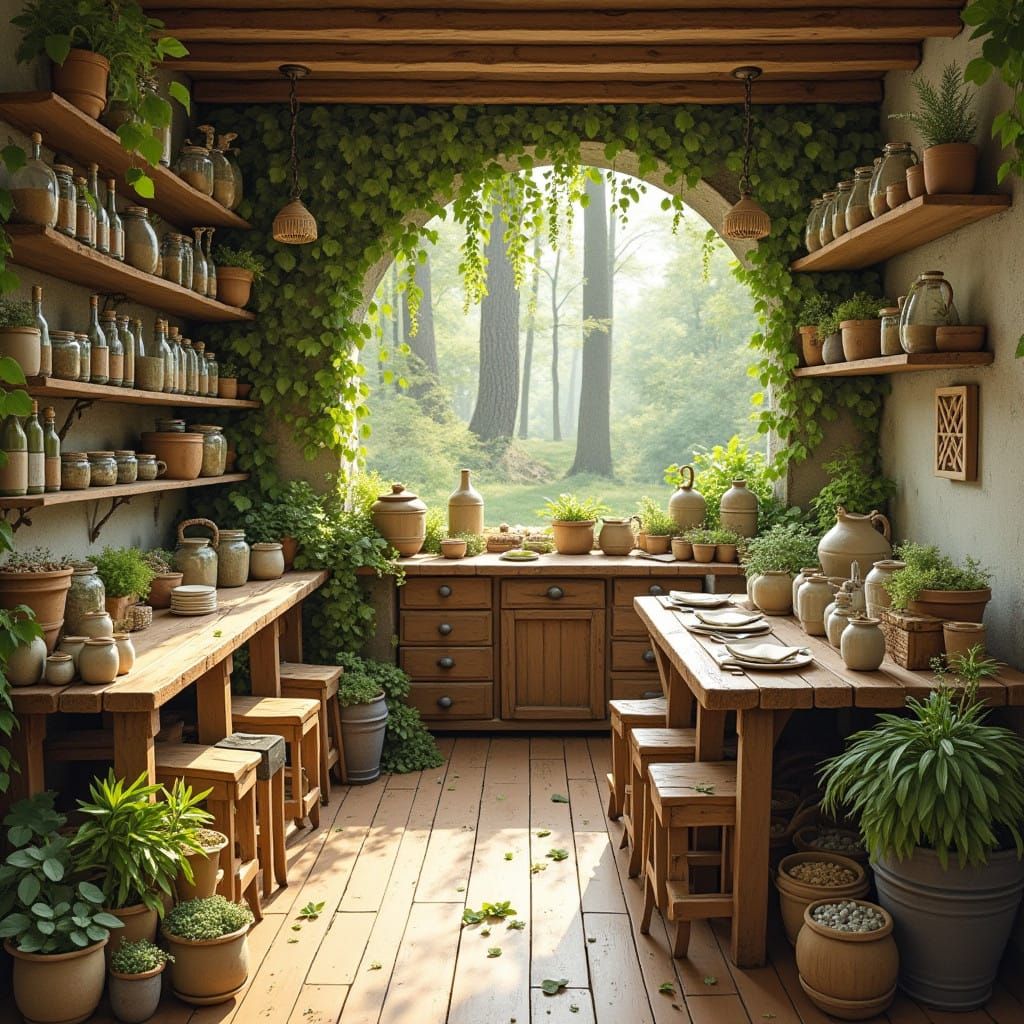 Whimsical Apothecary Workshop in Earthy Tones