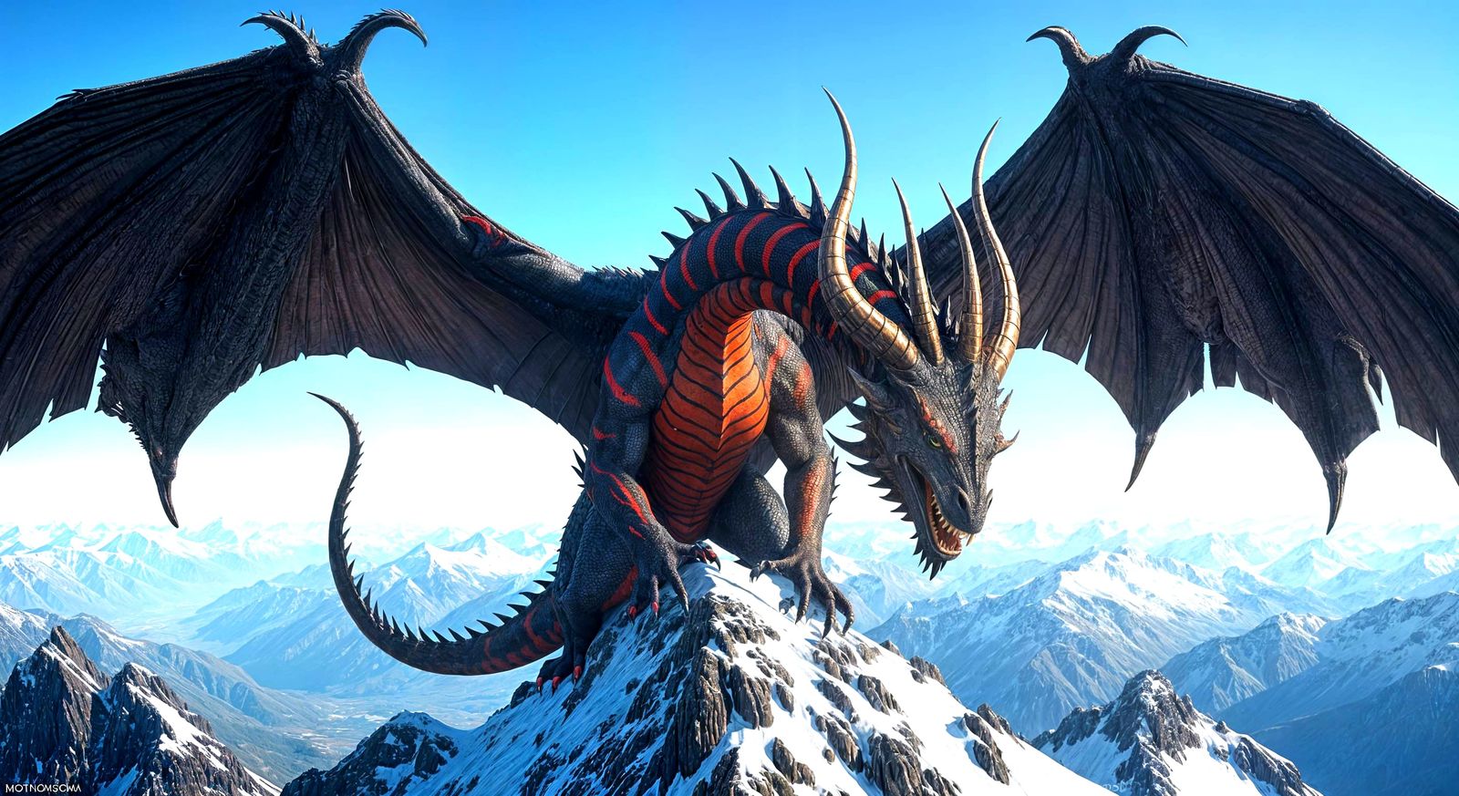 Majestic Dragon Warning on Mountain Top