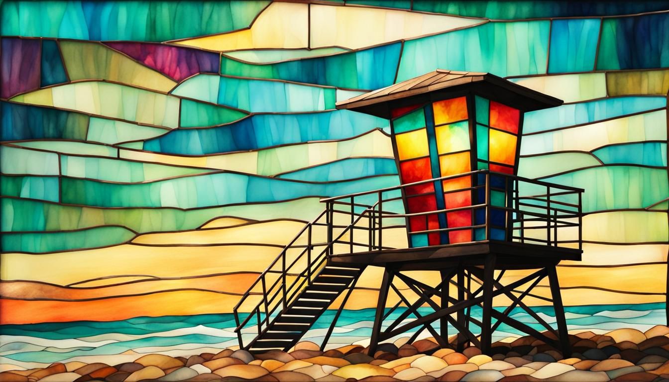 Lifeguard  Tower In Stained Glass