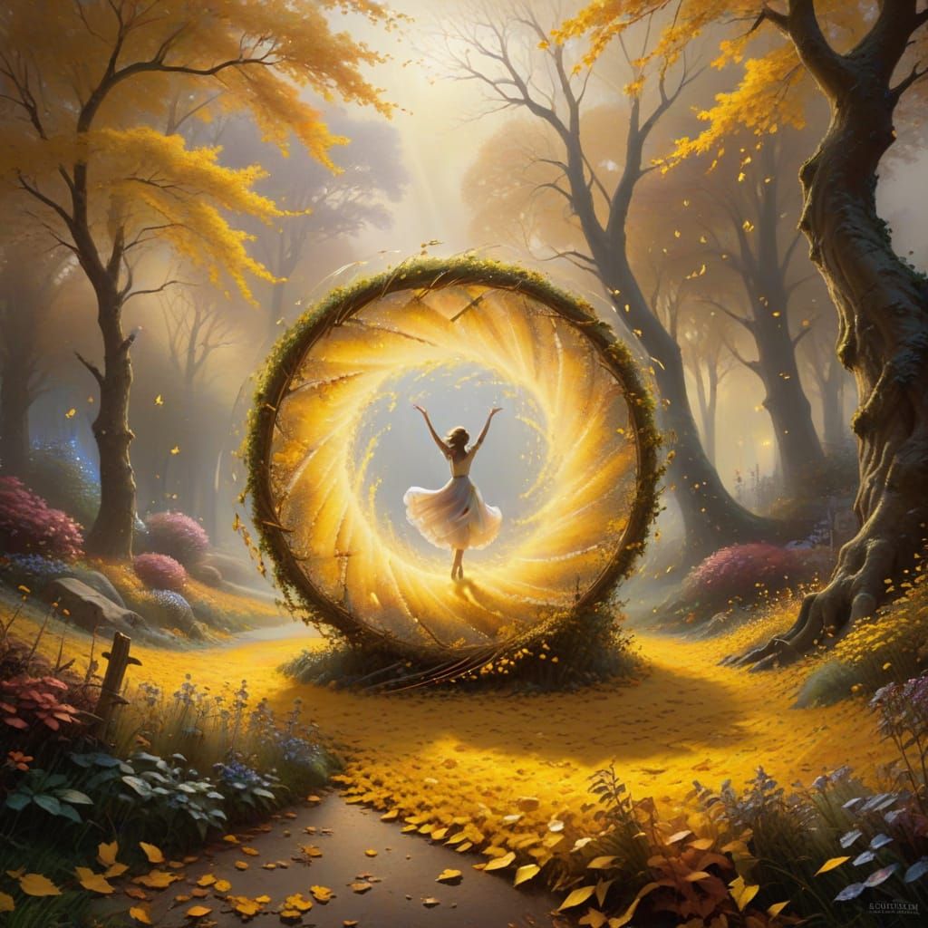 Whirlwind Dancer on a Golden Carpet of Yellow Leaves