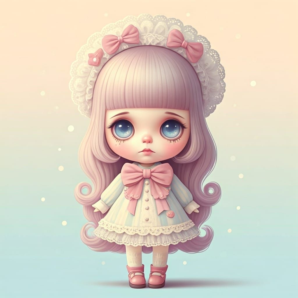 Trendy La-bu-bu Style Kawaii Porcelain Doll